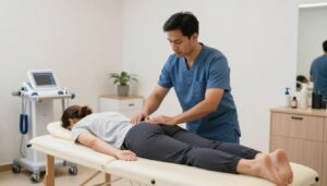 Patient receiving personalized physiotherapy treatment in BTM Layout