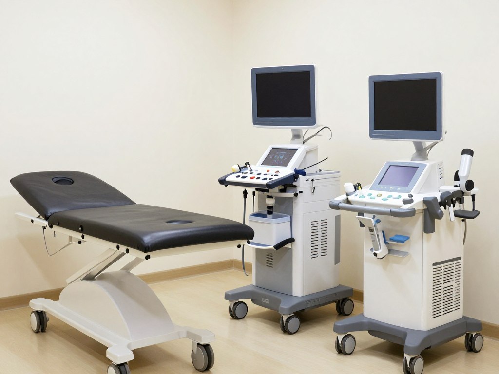 Advanced electrotherapy and ultrasound equipment at physiotherapy clinic