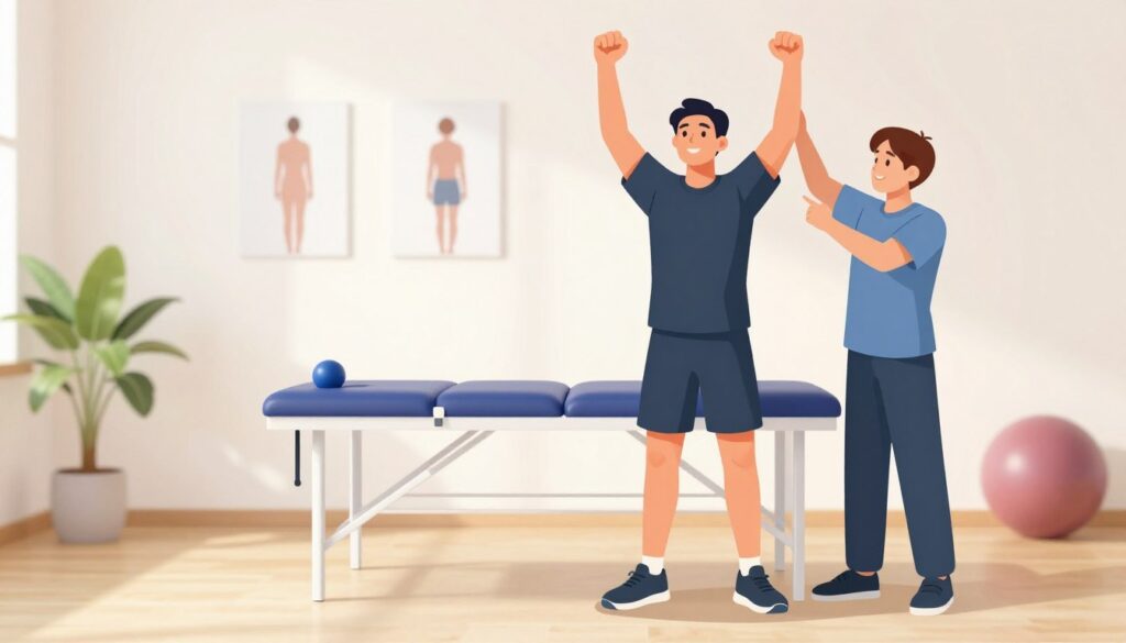 Patient celebrating successful recovery and return to sports Patient celebrating successful recovery and return to sports