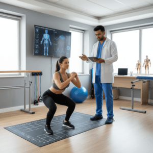 Physiotherapist performing movement analysis assessment