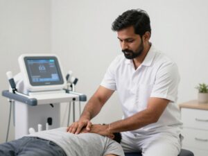 Professional physiotherapist treating patient at Quantum Physio Vijaya Bank Layout Bangalore