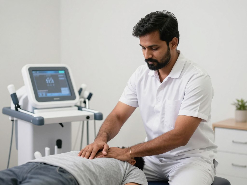 Professional physiotherapist treating patient at Quantum Physio Vijaya Bank Layout Bangalore