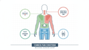 Various pain conditions treated at physiotherapy clinic