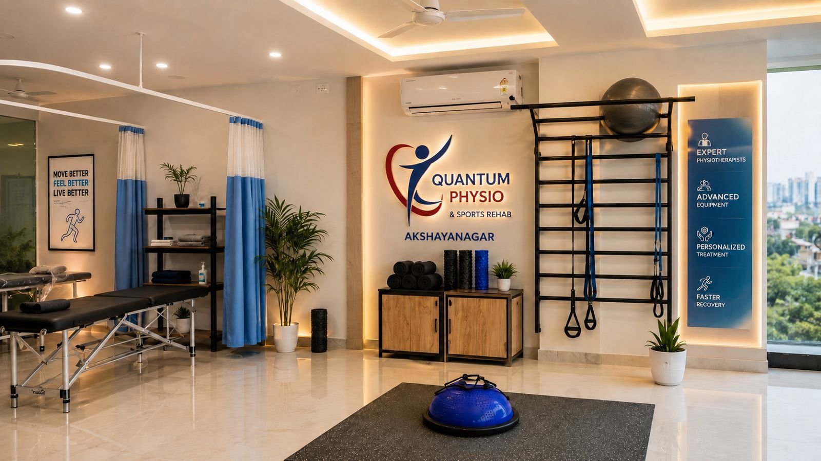 Inside Quantum Physiotherapy clinic in Akshaya Nagar, Bengaluru